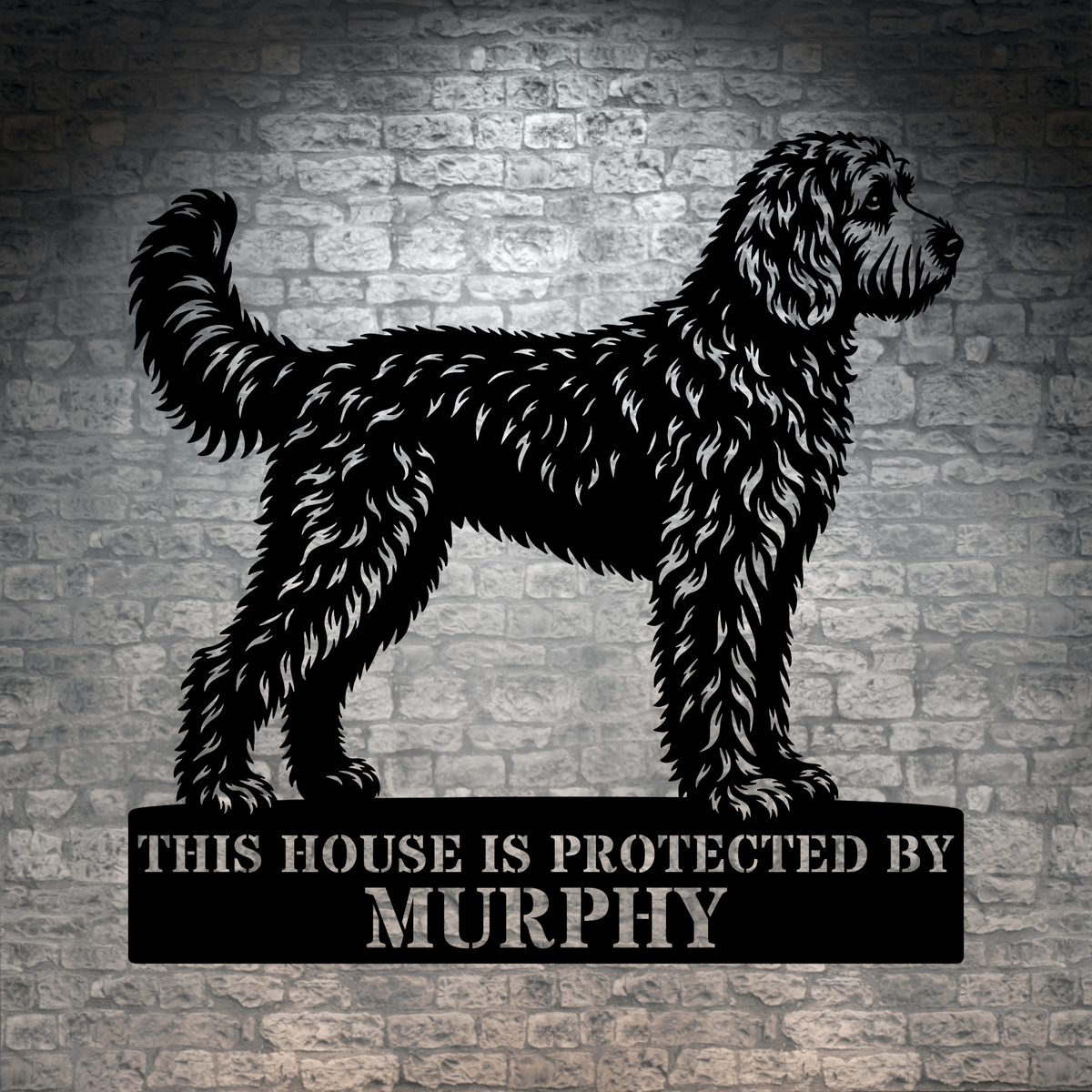 Personalized Doodle Guard Metal Sign. Custom Dog Name Wall Decor