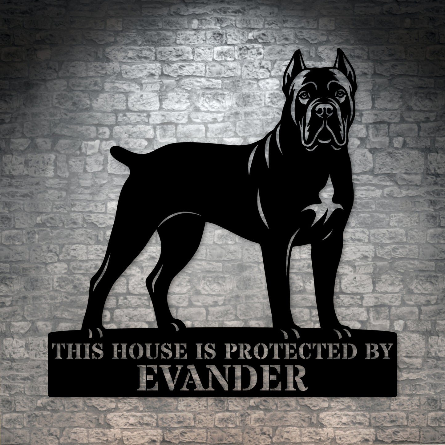Personalized Cane Corso Guard Metal Sign. Custom Dog Protect Name Wall Decor