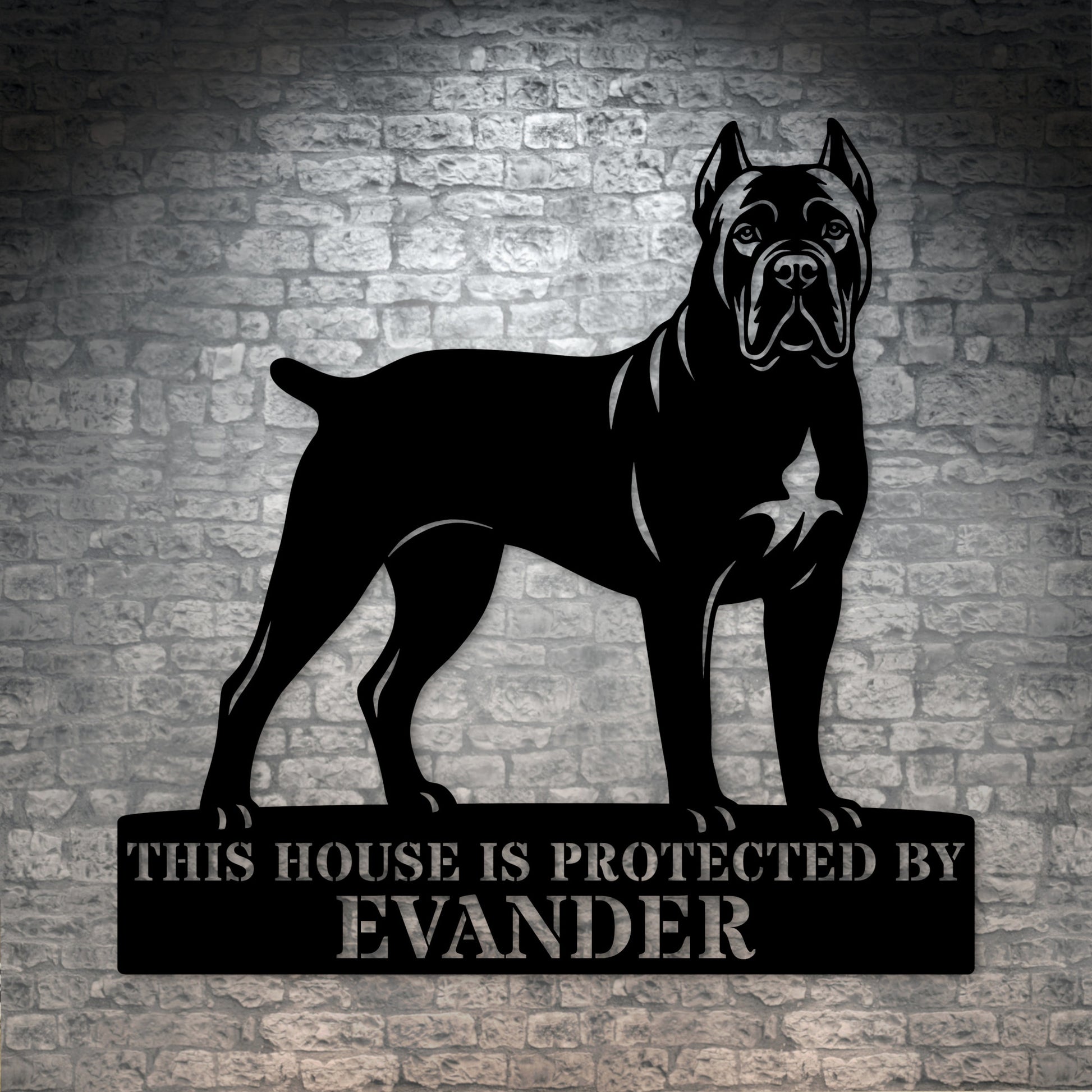 Personalized Cane Corso Guard Metal Sign. Custom Dog Protect Name Wall Decor