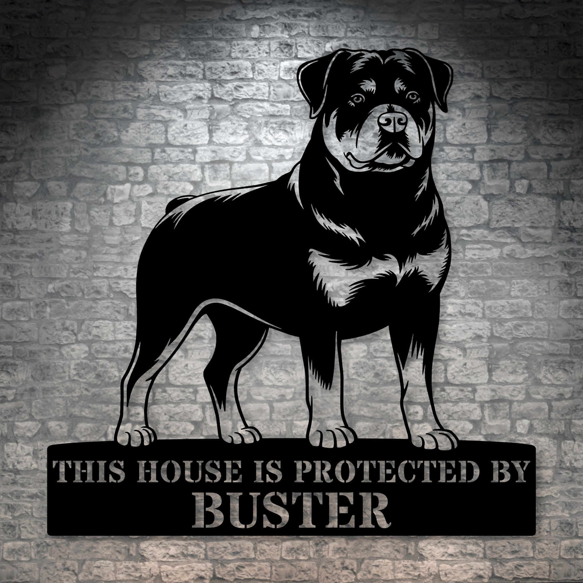 Personalized Rottweiler Guard Name Metal Sign. Custom Dog Protect Decor