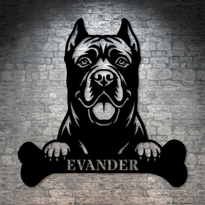 Personalized Cane Corso Dog Bone Name Metal Sign. Funny Custom Dog Wall Decor Gift