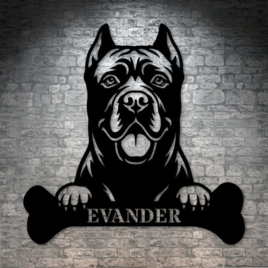 Personalized Cane Corso Dog Bone Name Metal Sign. Funny Custom Dog Wall Decor Gift
