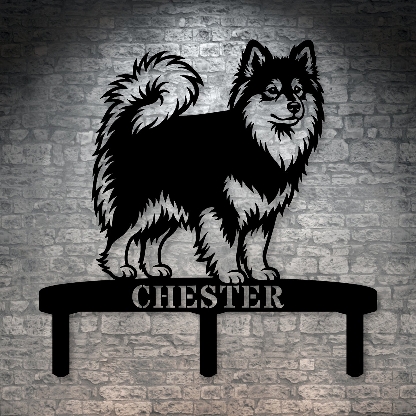 Personalized Finnish Lapphund Garden Metal Sign With Stakes. Custom Dog Lover Name Gift