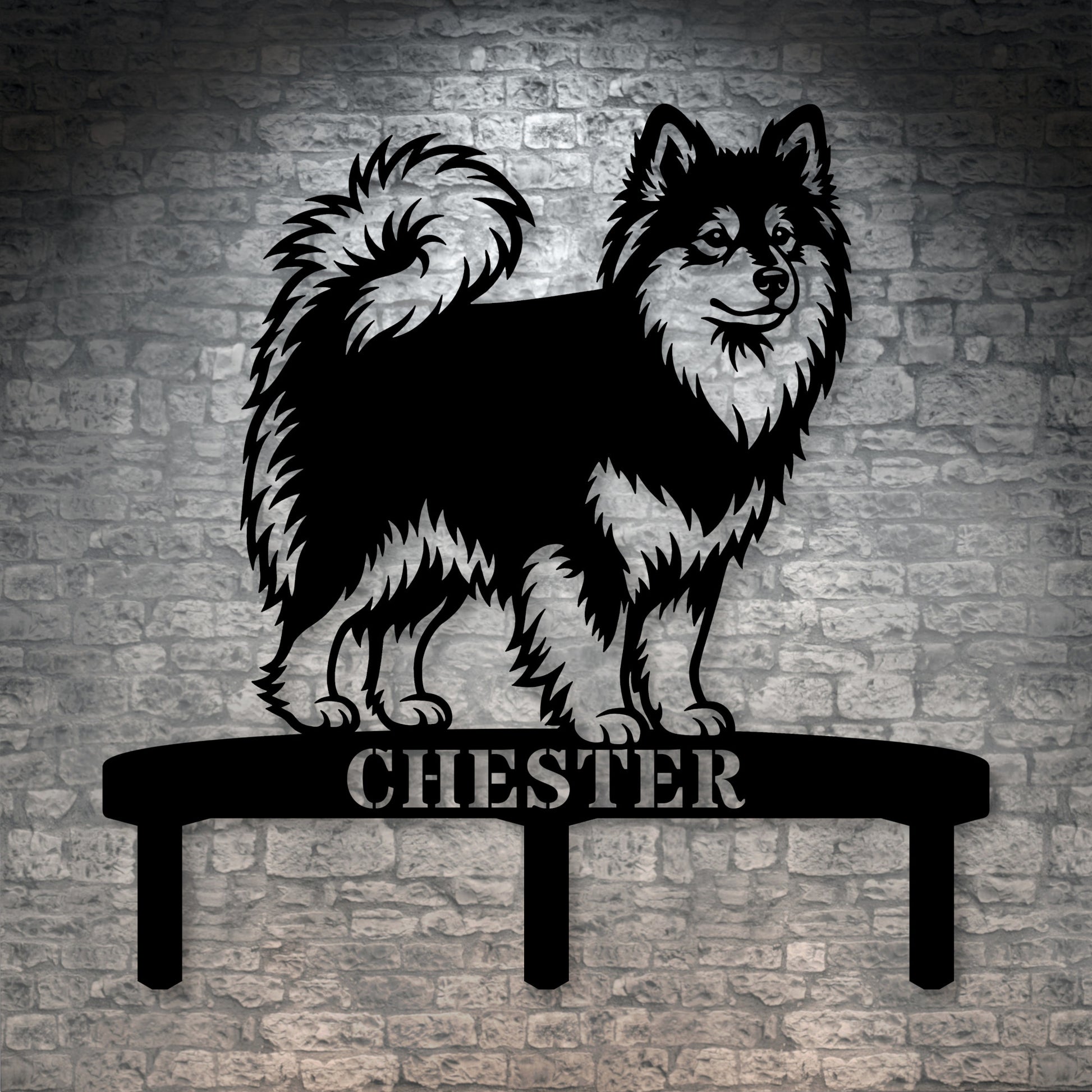 Personalized Finnish Lapphund Garden Metal Sign With Stakes. Custom Dog Lover Name Gift