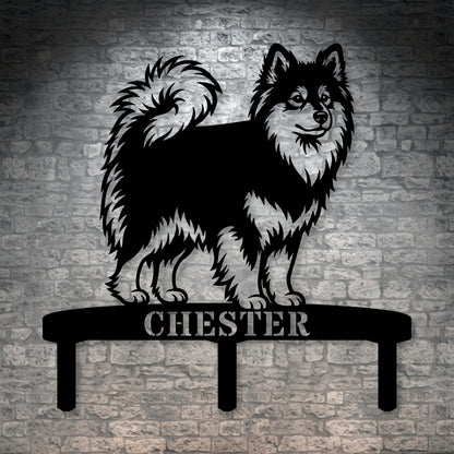 Personalized Finnish Lapphund Garden Metal Sign With Stakes. Custom Dog Lover Name Gift