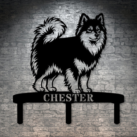 Personalized Finnish Lapphund Garden Metal Sign With Stakes. Custom Dog Lover Name Gift