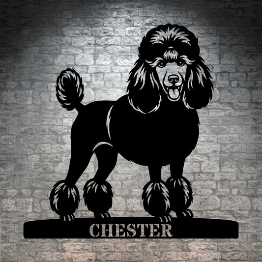 Poodle Personalized Name Metal Sign. Custom Dog Lover Wall Decor Gift
