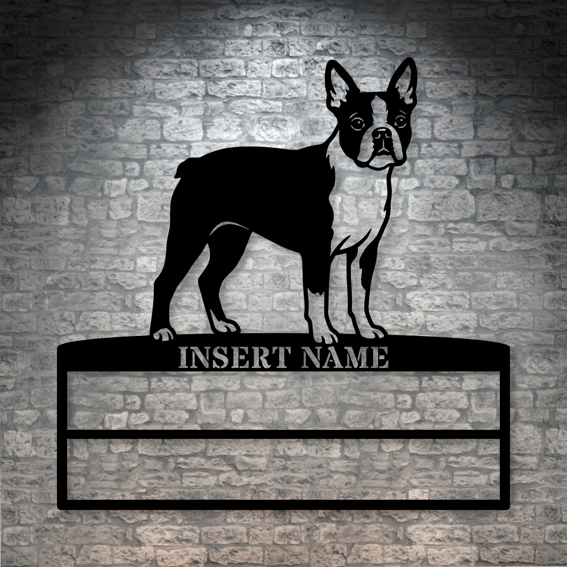 Personalized Boston Terrier Rosette Name Metal Sign. Custom Dog Champion Display