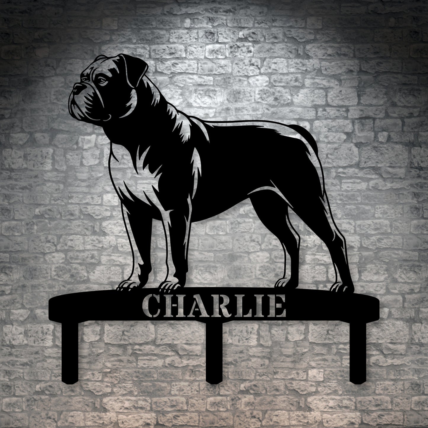 Personalized American Bulldog Garden Metal Sign With Stakes. Custom Dog Lover Name Gift