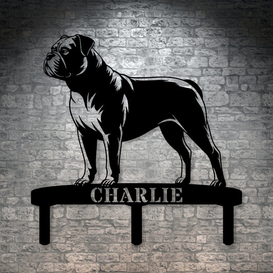 Personalized American Bulldog Garden Metal Sign With Stakes. Custom Dog Lover Name Gift