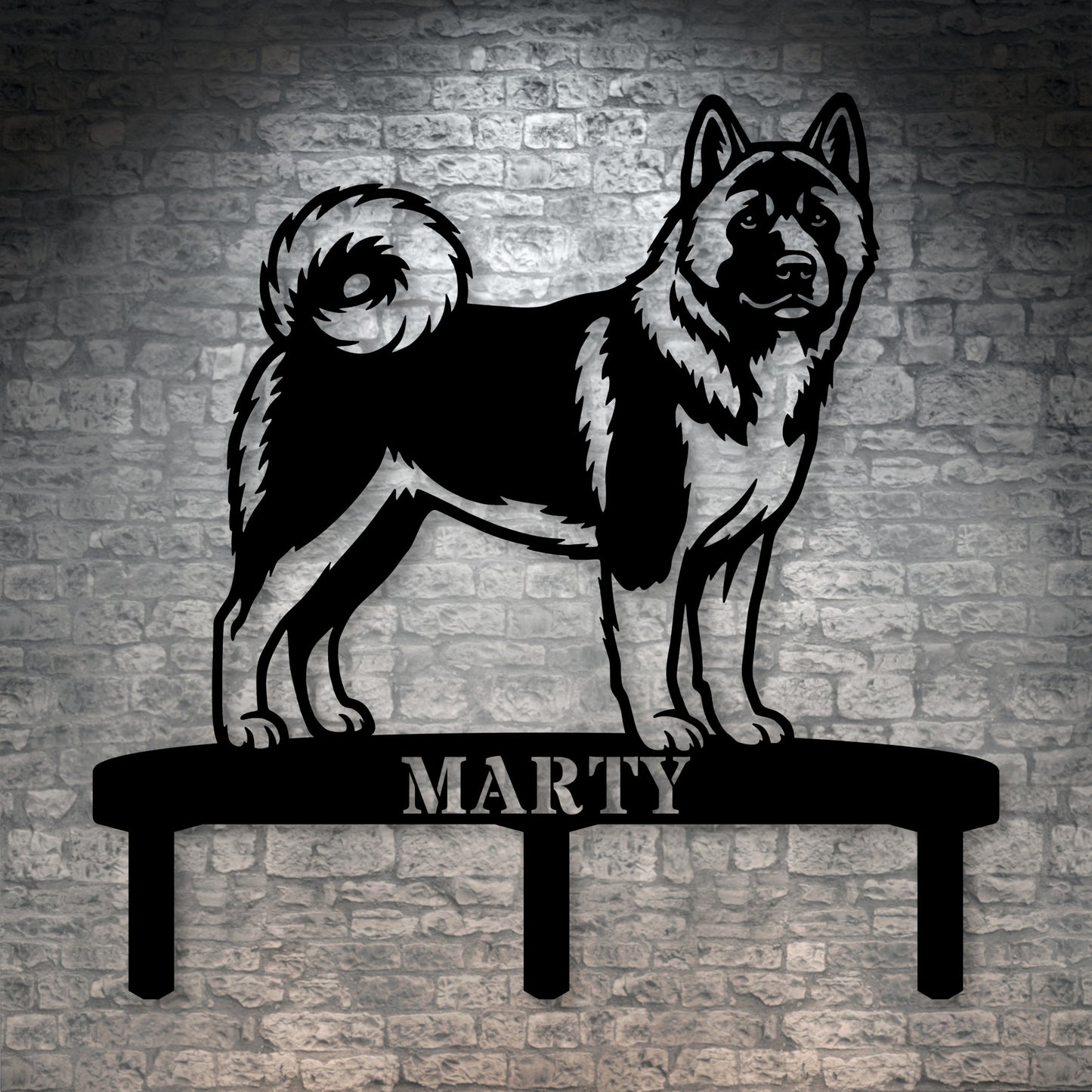 Personalized American Akita Garden Metal Sign With Stakes Custom Dog Name Gift