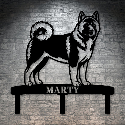 Personalized American Akita Garden Metal Sign With Stakes Custom Dog Name Gift