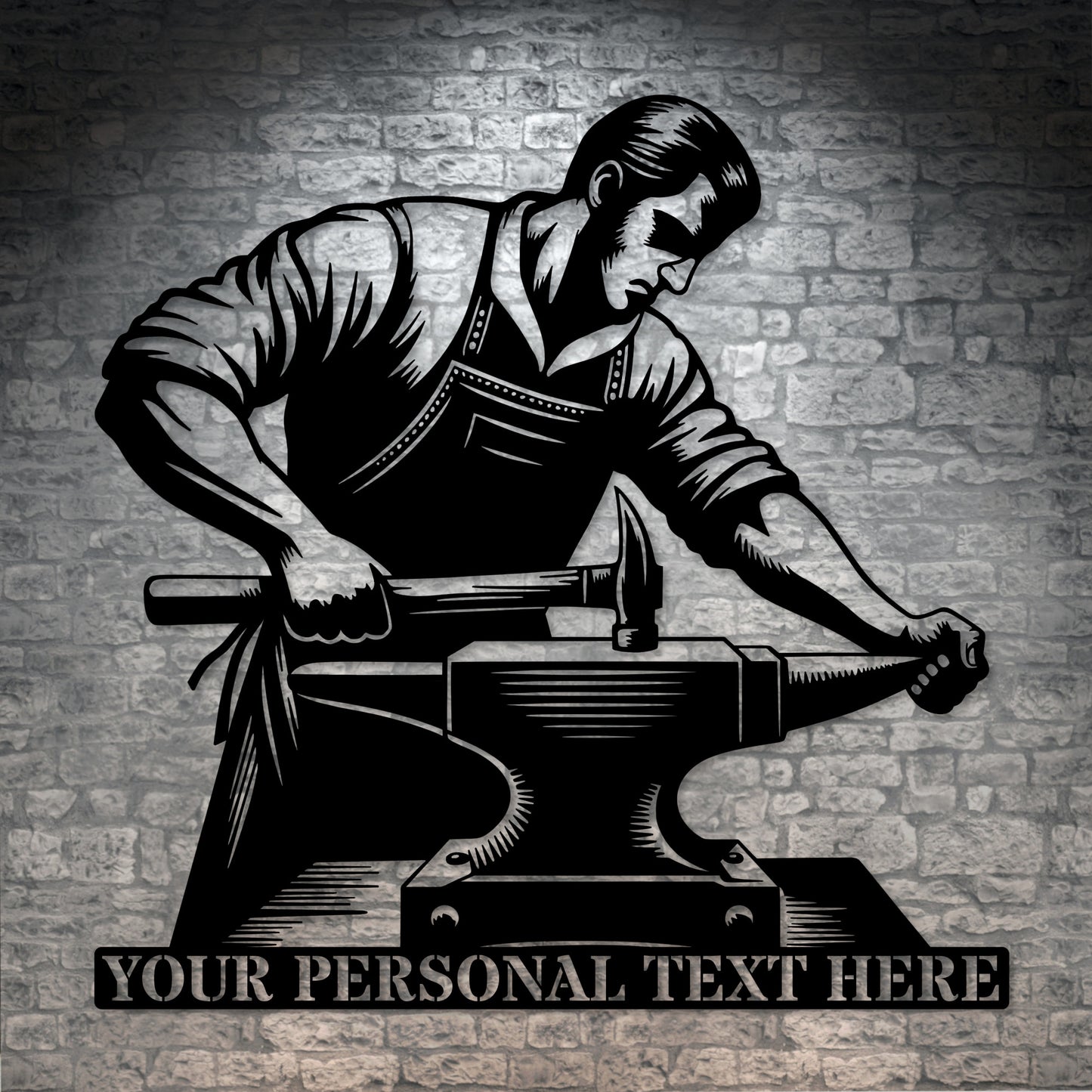 Personalized Blacksmith Worker Name Metal Sign In Back