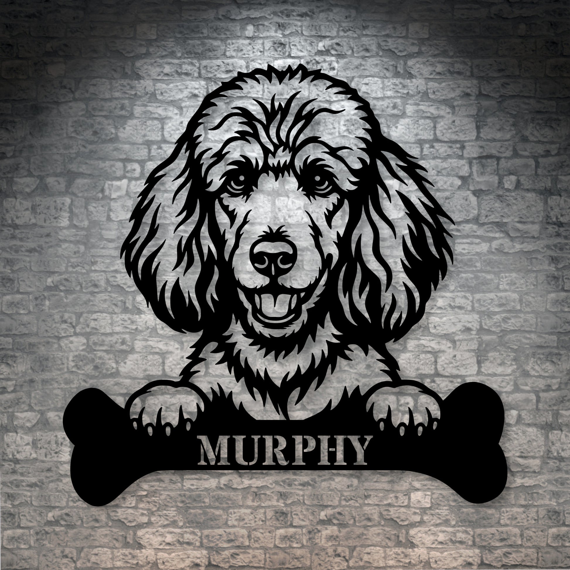 Personalized Poodle With Bone Name Metal Sign. Funny Custom Dog Wall Decor Gift