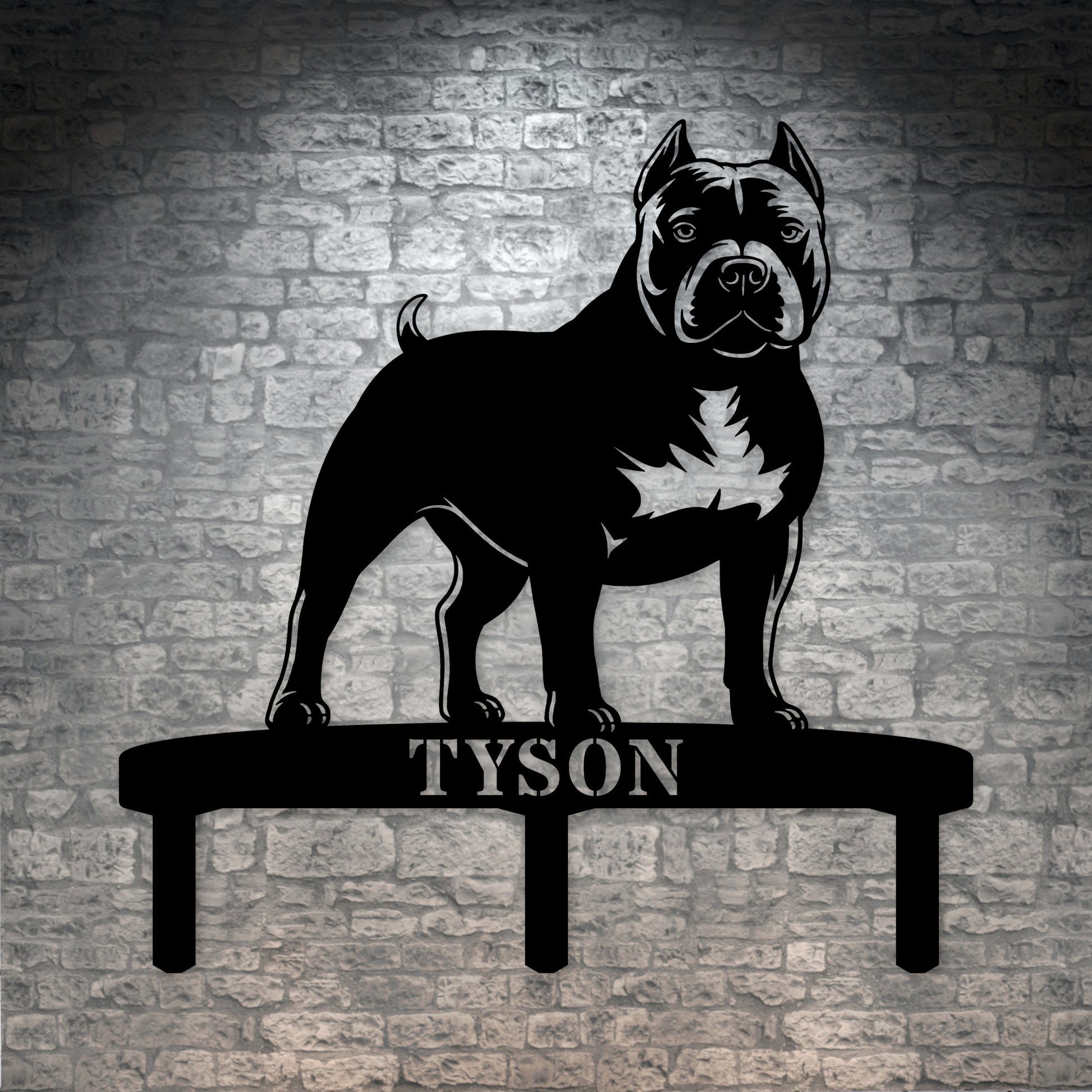 Personalized American Bully Garden Metal Sign With Stakes. Custom Dog Yard Name Gift