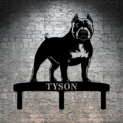 Personalized American Bully Garden Metal Sign With Stakes. Custom Dog Yard Name Gift