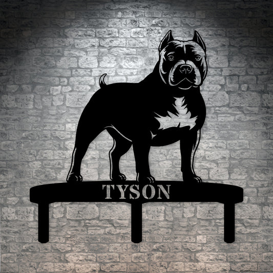 Personalized American Bully Garden Metal Sign With Stakes. Custom Dog Yard Name Gift