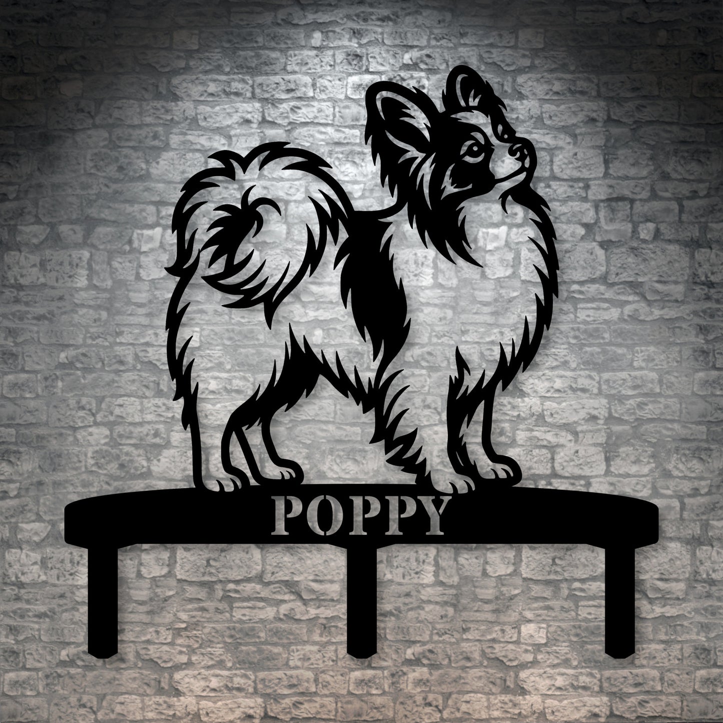 Personalized Papillon Garden Metal Sign With Stakes. Custom Dog Name Yard Decor