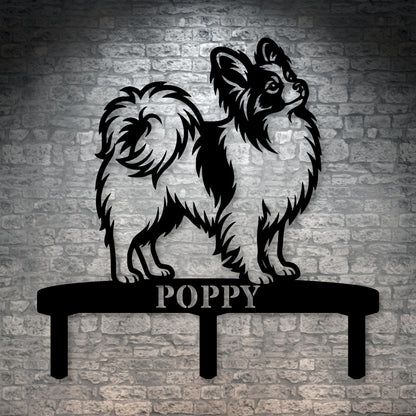 Personalized Papillon Garden Metal Sign With Stakes. Custom Dog Name Yard Decor