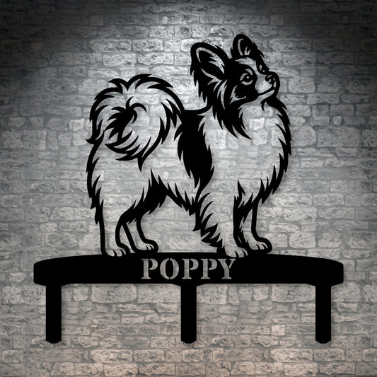 Personalized Papillon Garden Metal Sign With Stakes. Custom Dog Name Yard Decor