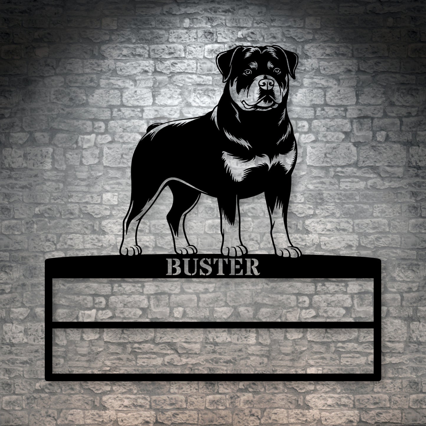 Personalized Rottweiler Rosette Metal Sign. Custom Champion Name Ribbon Display