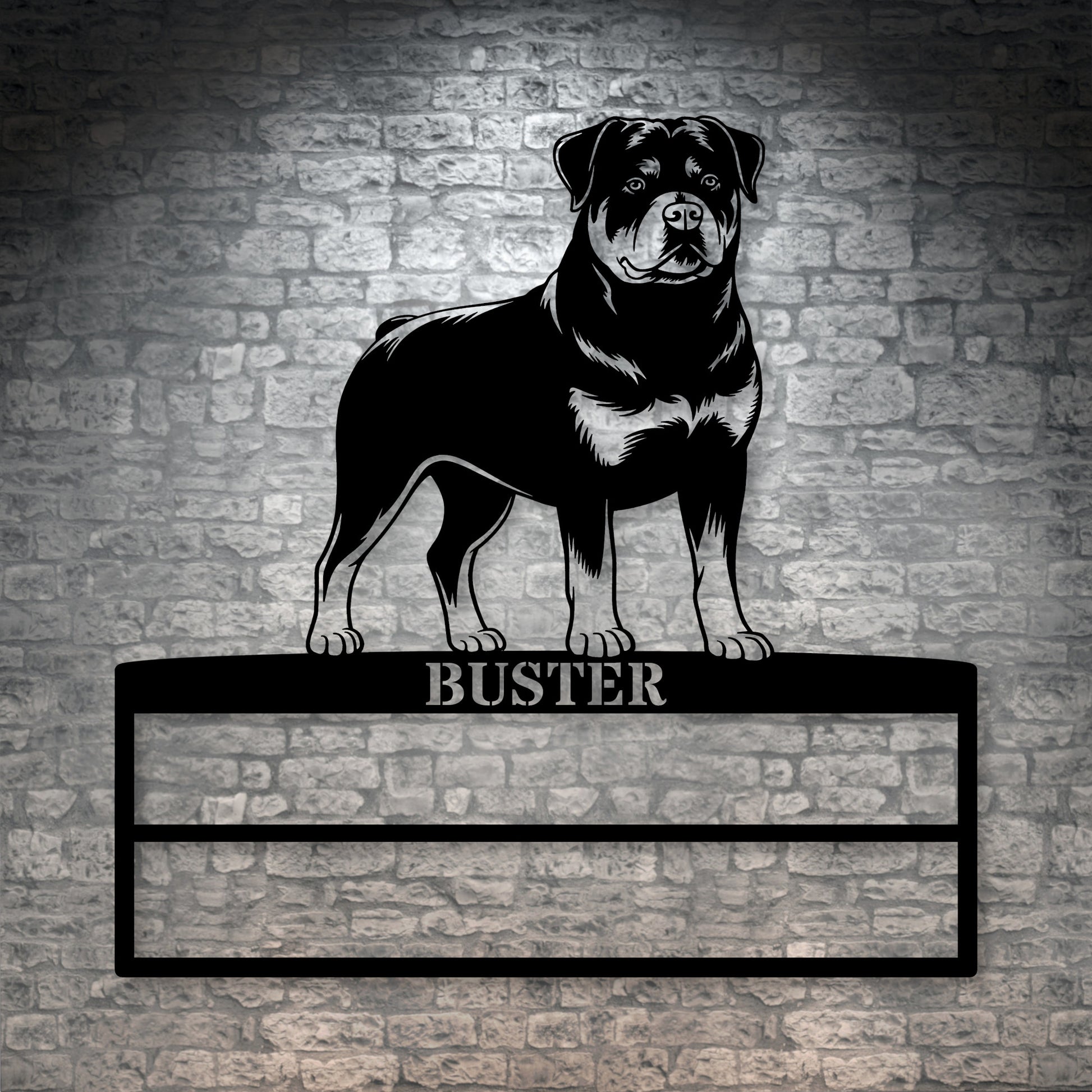 Personalized Rottweiler Rosette Metal Sign. Custom Champion Name Ribbon Display