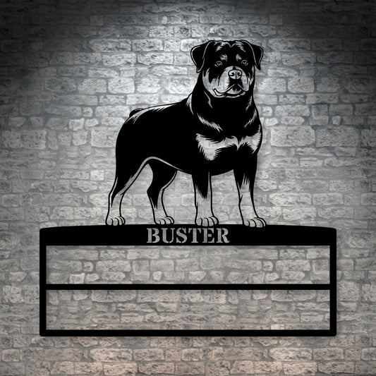 Personalized Rottweiler Rosette Metal Sign. Custom Champion Name Ribbon Display