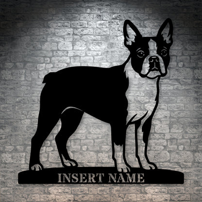 Personalized Boston Terrier Name Metal Sign. Custom Dog Owner Wall Decor Gift