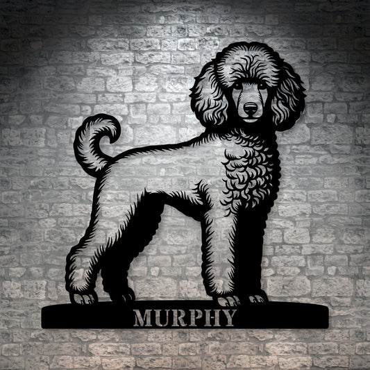 Personalized Poodle Dog Name Metal Sign. Custom Dog Owner Wall Decor Gift
