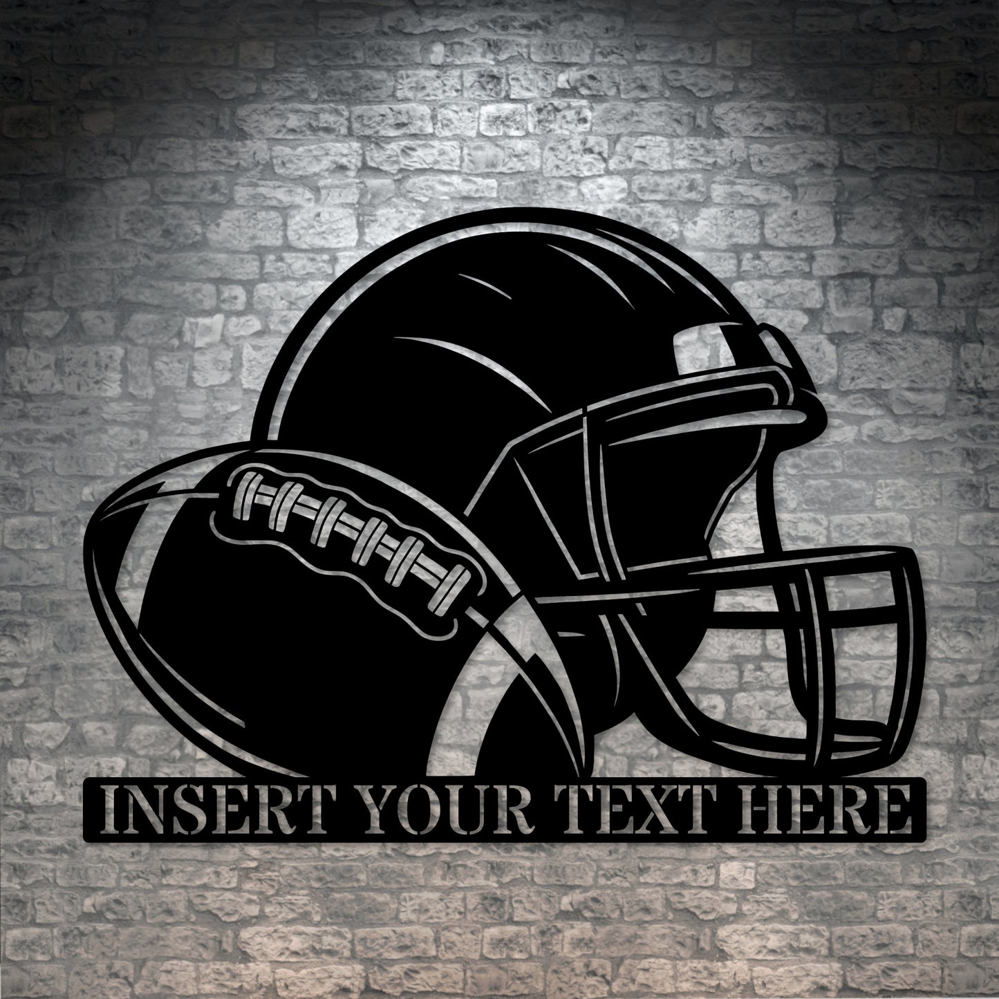 Personalized American Football Helmet Name Metal Sign In Black