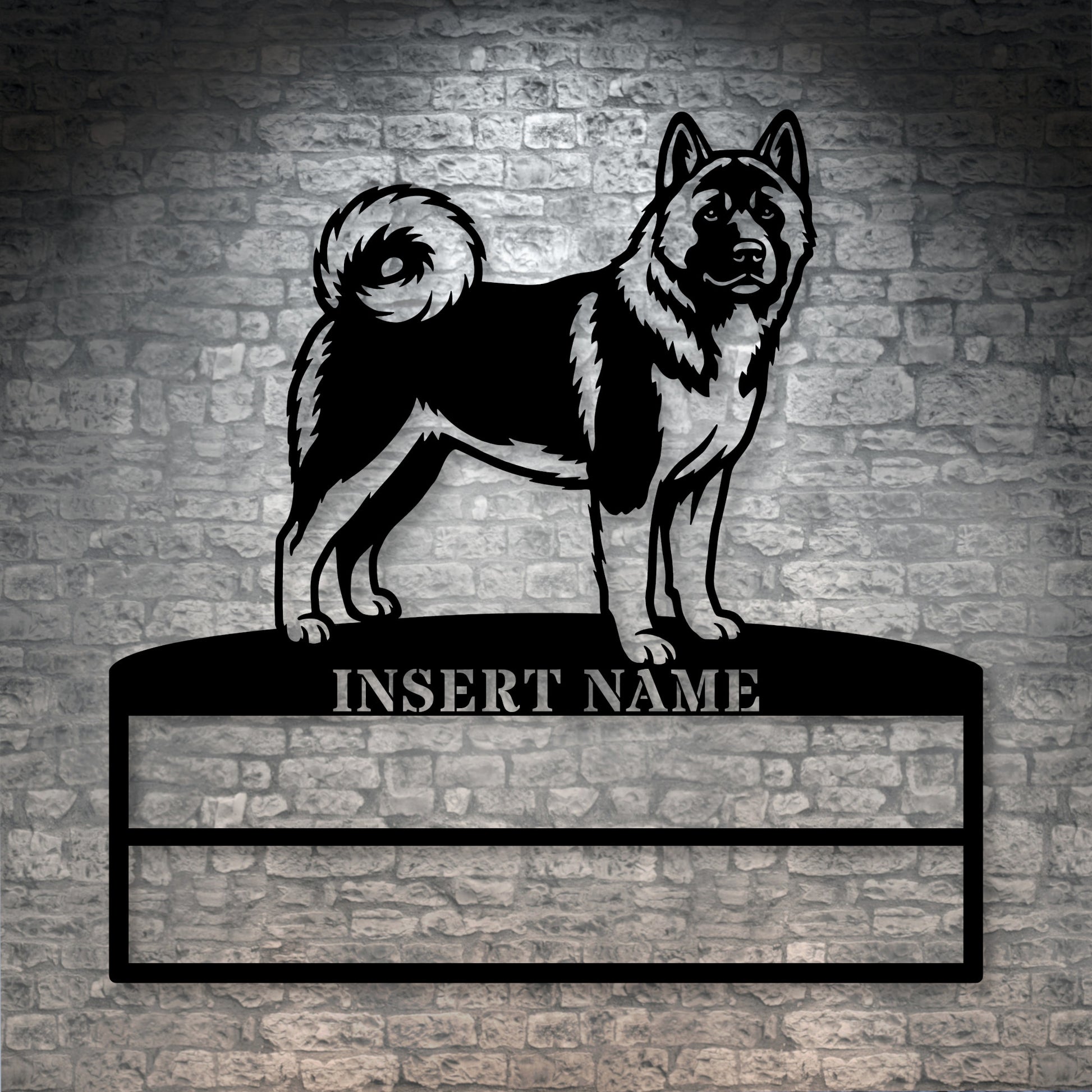 Personalized American Akita Rosette Name Metal Sign. Custom Dog Champion Display