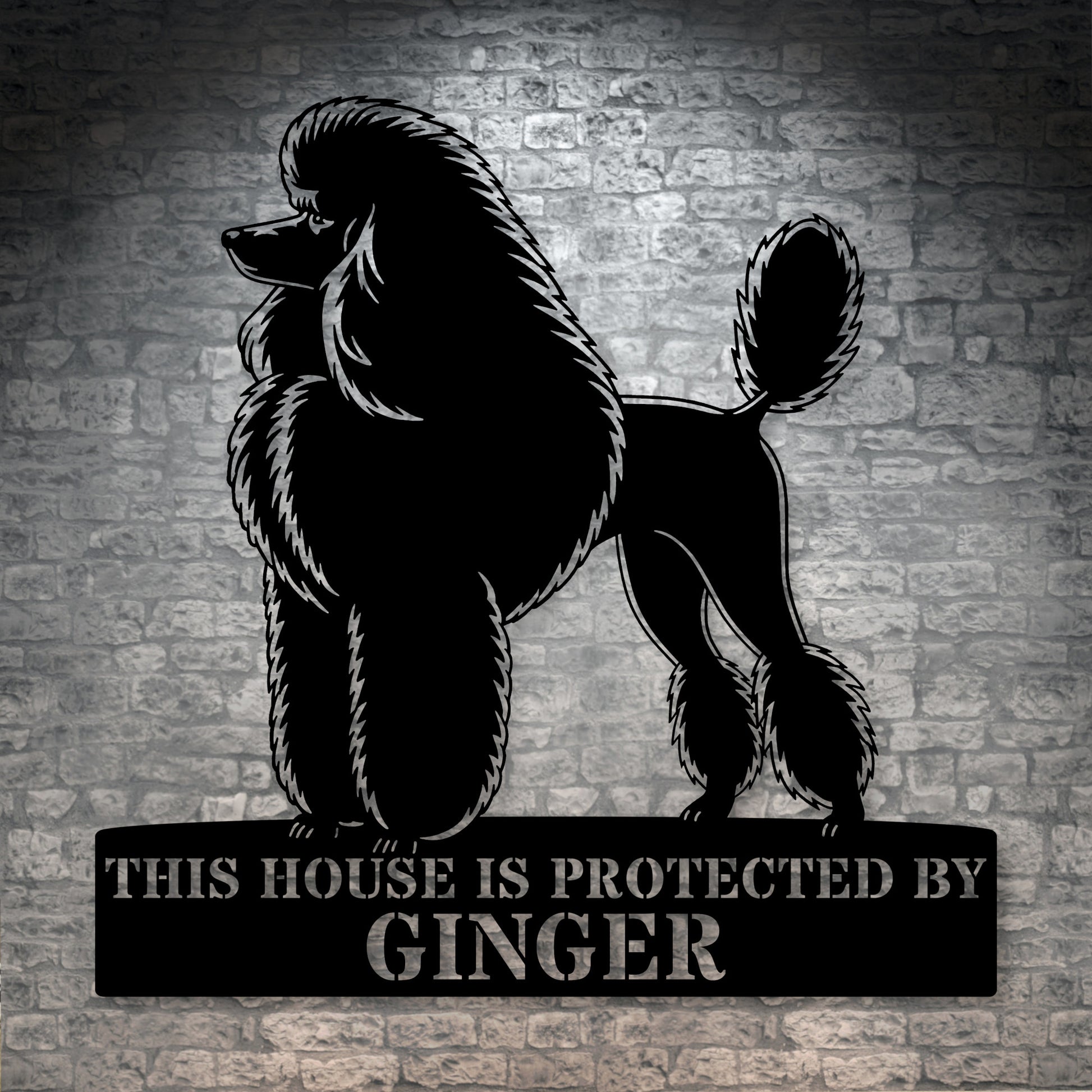 Personalized Dog Guard Name Metal Sign. Custom Poodle Protect Wall Decor