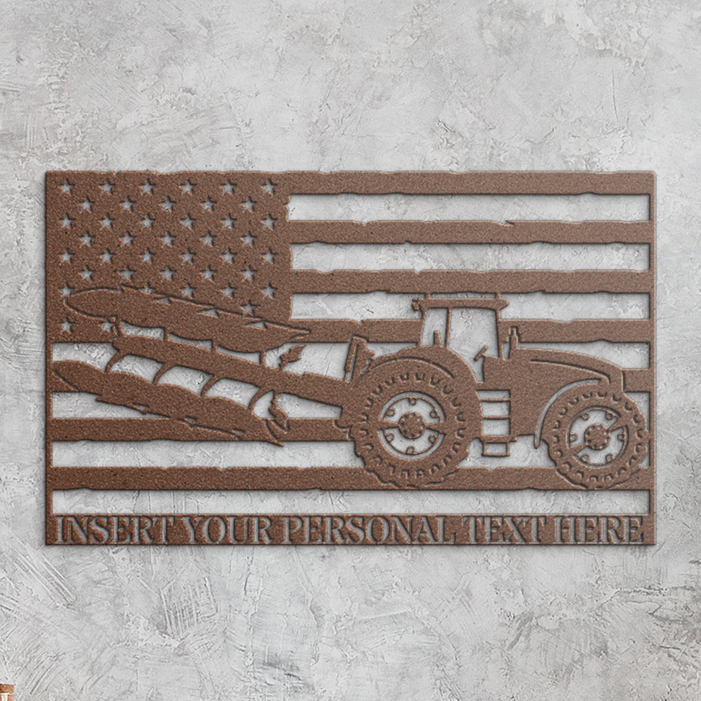 Personalized US Tractor Metal Sign In Copper