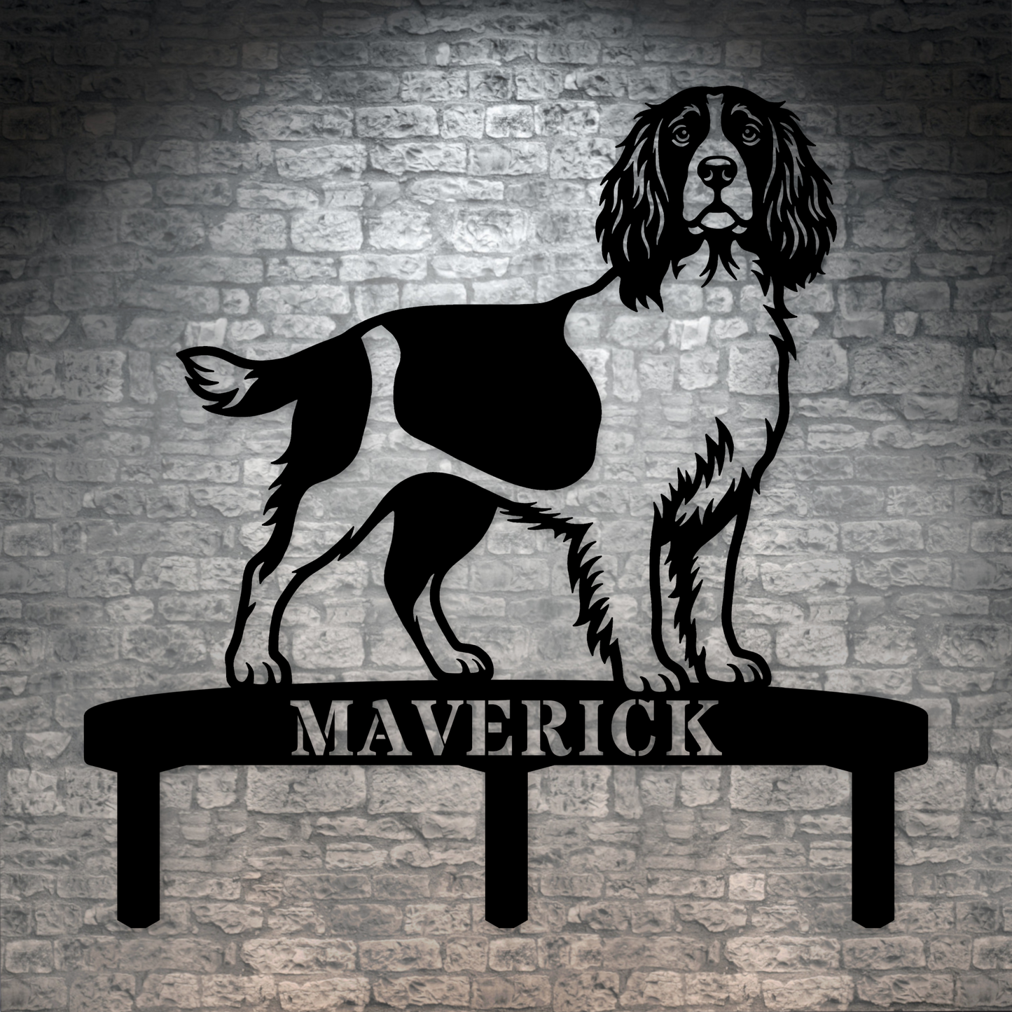Personalized English Springer Spaniel Garden Metal Sign With Stakes. Custom Dog Lover Name Gift