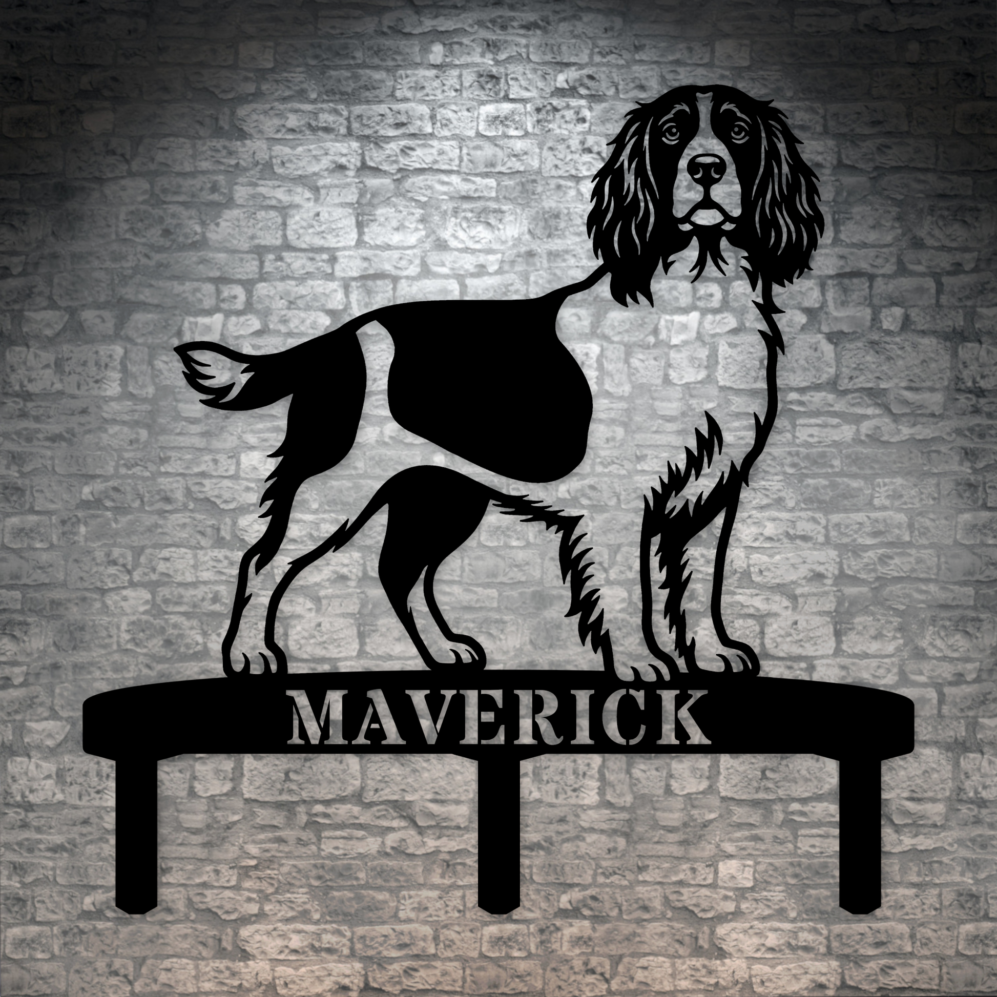 Personalized English Springer Spaniel Garden Metal Sign With Stakes. Custom Dog Lover Name Gift