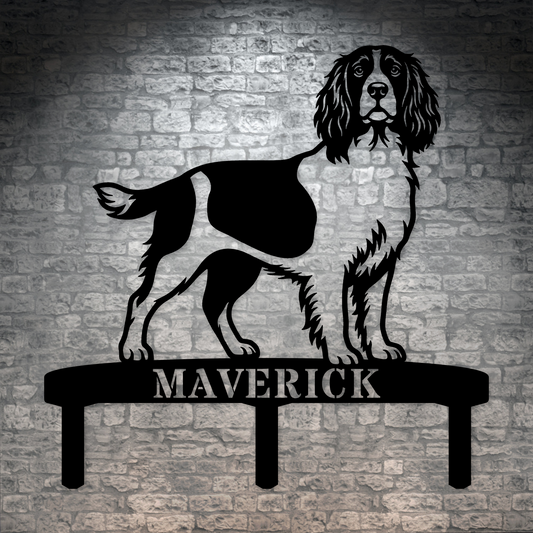 Personalized English Springer Spaniel Garden Metal Sign With Stakes. Custom Dog Lover Name Gift