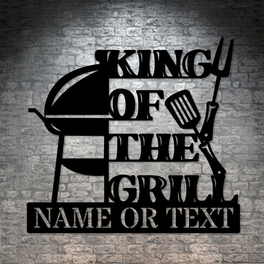 Personalized King Of The Grill Metal Sign. Custom Grillmaster Wall Decor Gift. Man Cave Wall Hanging. Unique Father's Day Gift. To My Dad