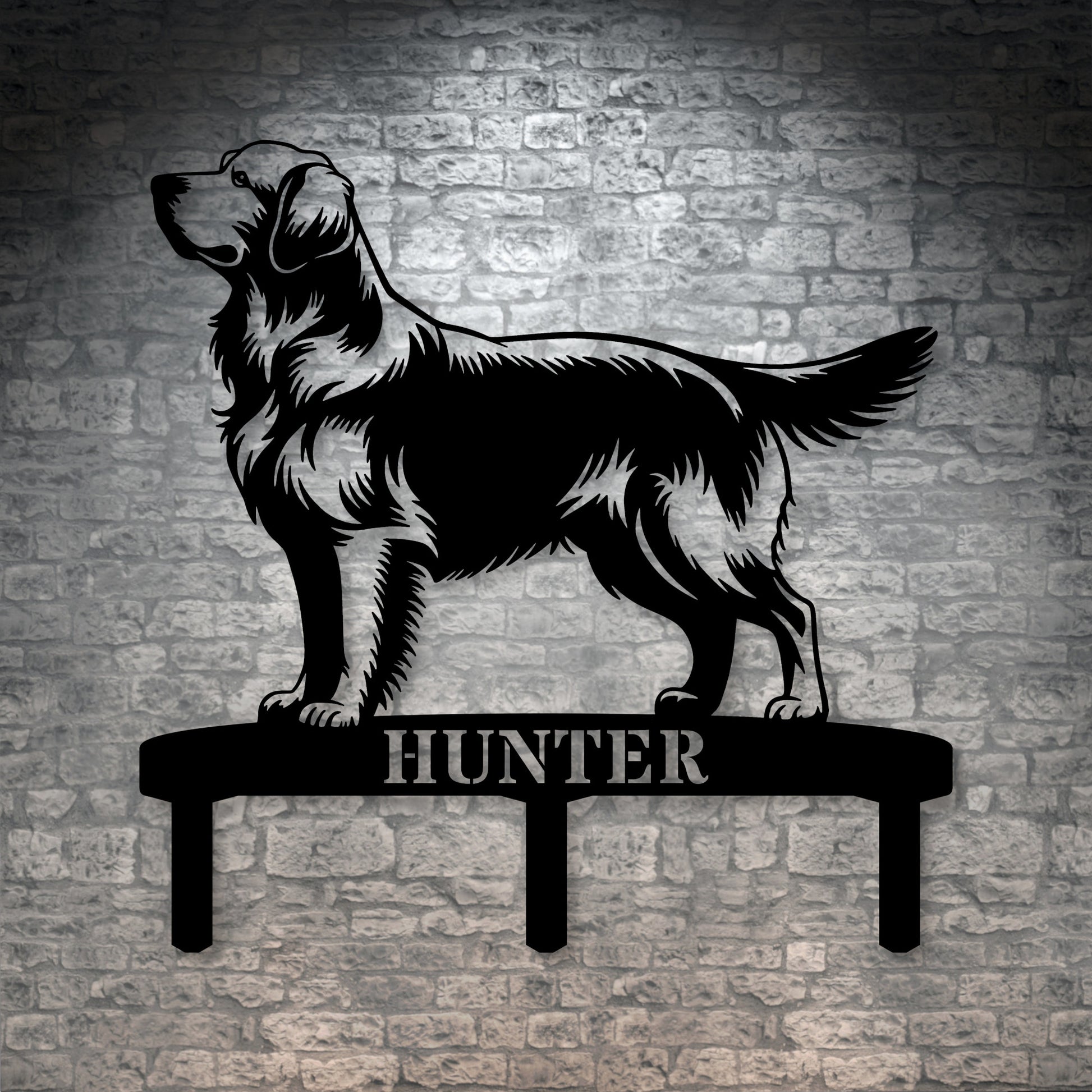 Personalized Golden Retriever Garden Metal Sign With Stakes. Custom Dog Lover Name Gift