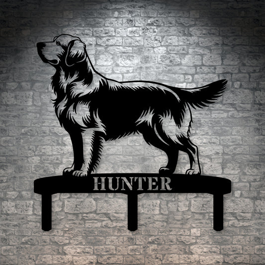 Personalized Golden Retriever Garden Metal Sign With Stakes. Custom Dog Lover Name Gift