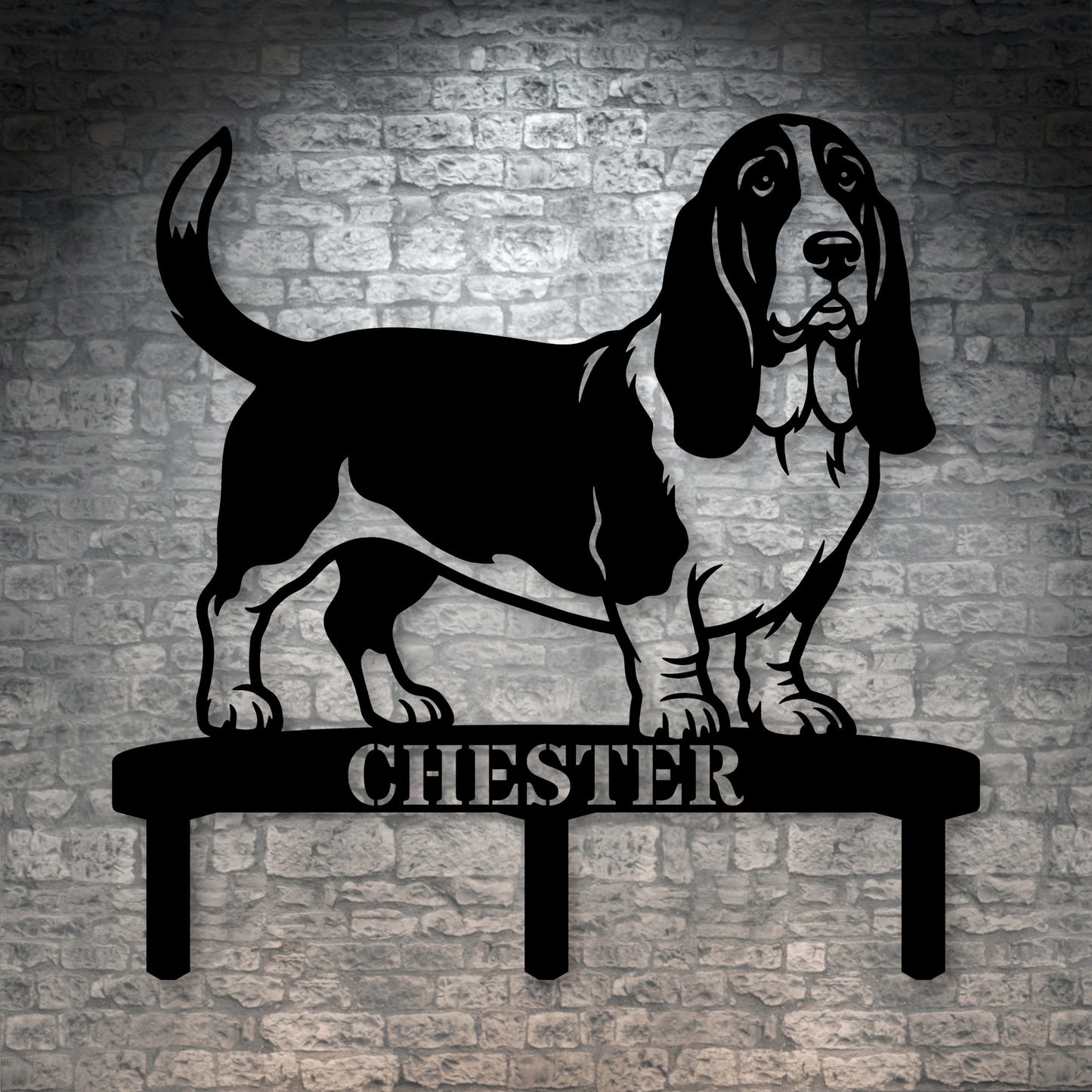 Personalized Basset Hound Garden Metal Sign With Stakes. Custom Dog Plaque Name Gift