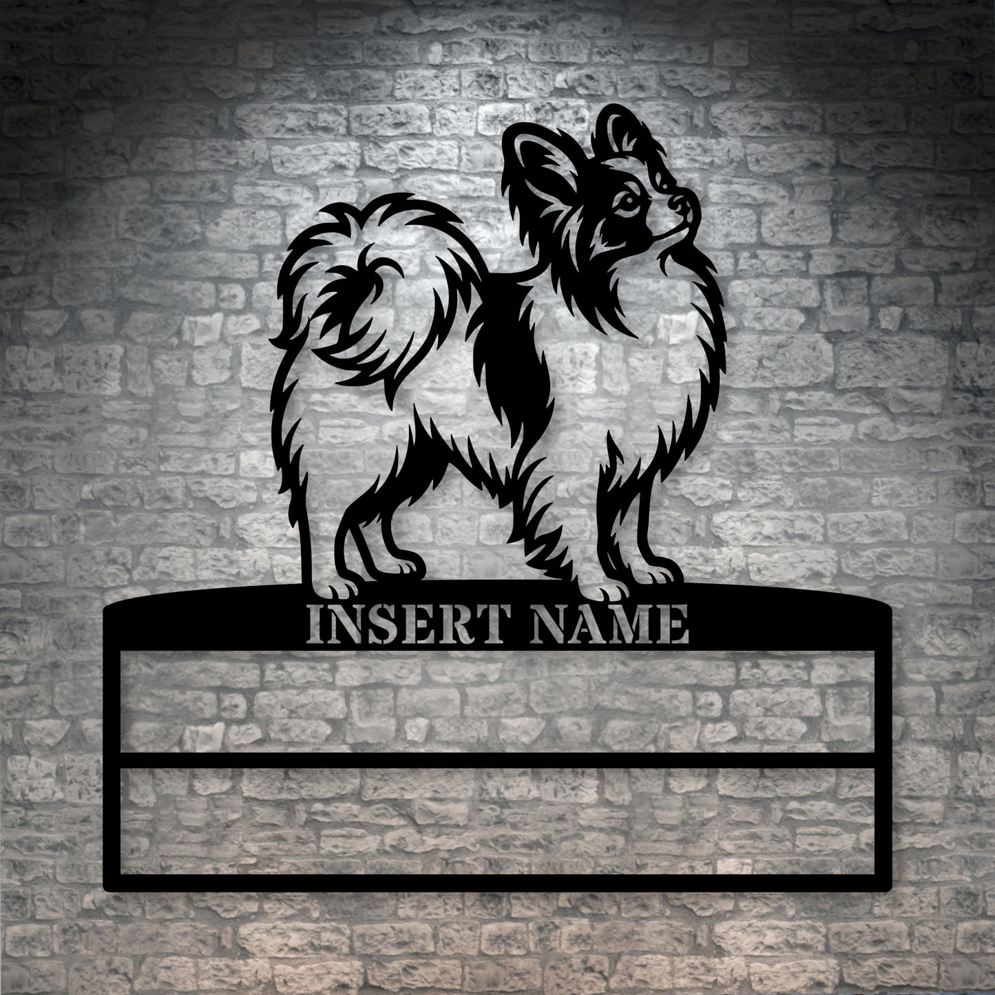 Personalized Papillon Dog Rosette Metal Sign. Custom Champion Ribbon Display