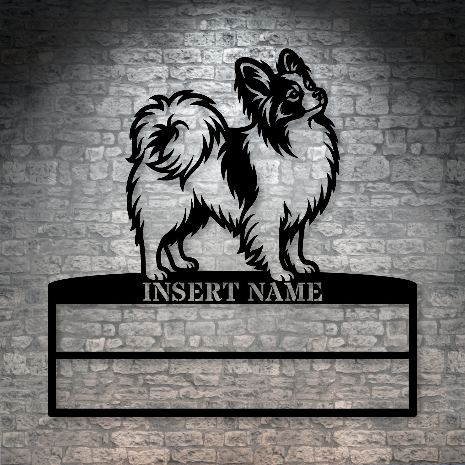Personalized Papillon Dog Rosette Metal Sign. Custom Champion Ribbon Display