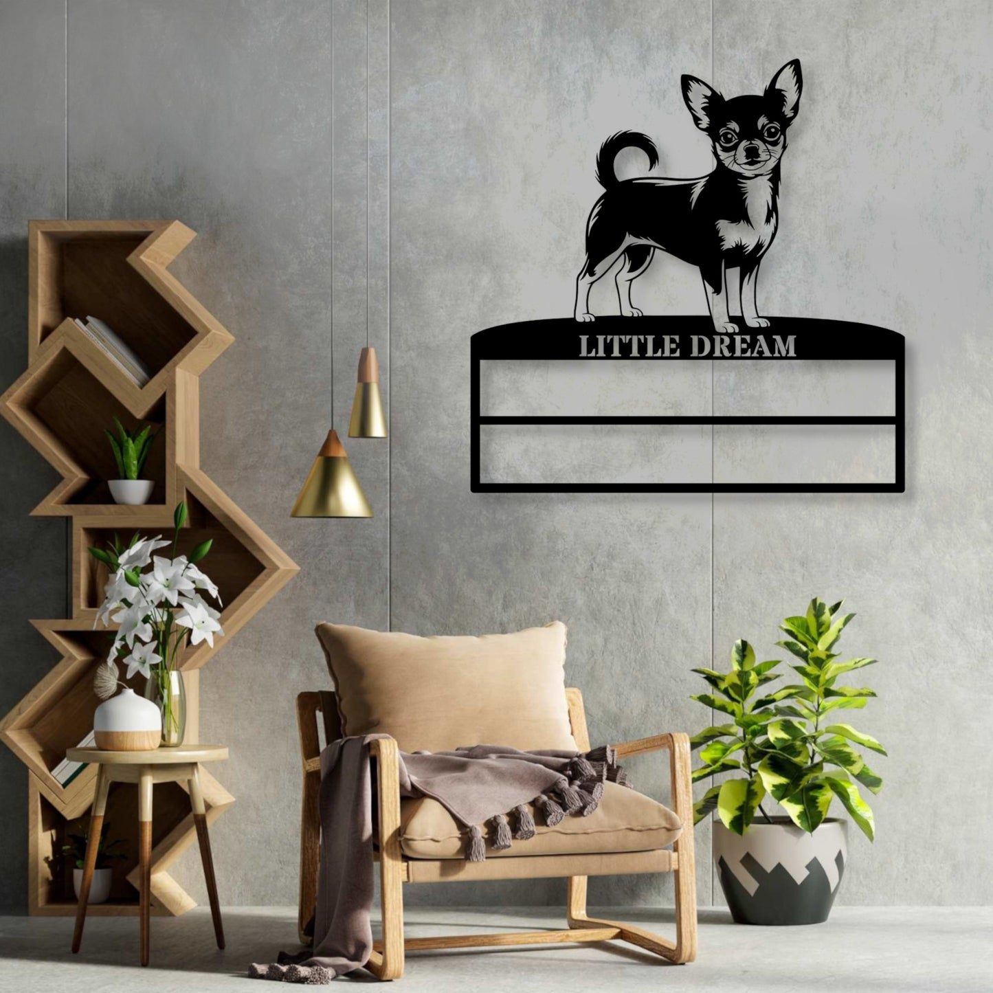 24 Inch Personalized Chihuahua Rosette Display Metal Sign. Custom Dog Champion Wall Decor Gift