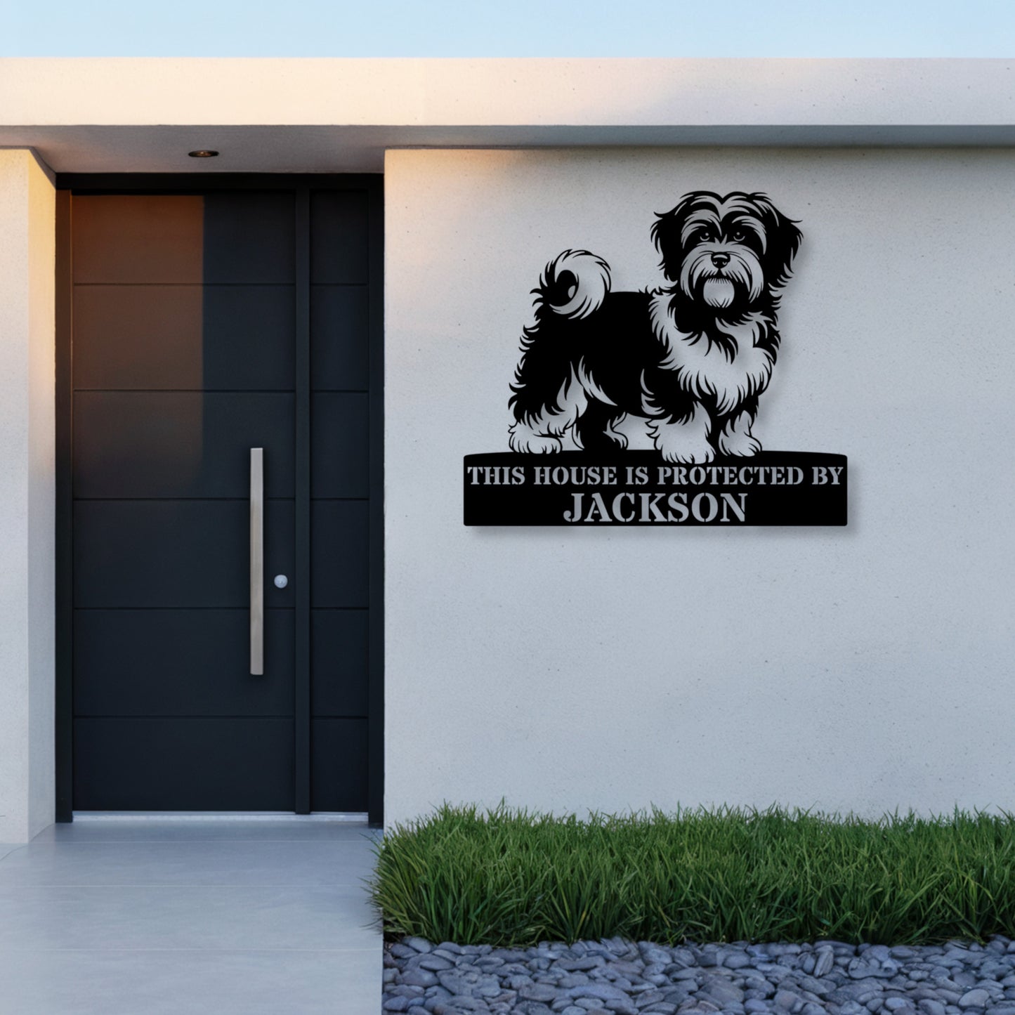 24 Inch Personalized Havanese Metal Sign In Black. Custom Dog Owner Wall Decor Gift.