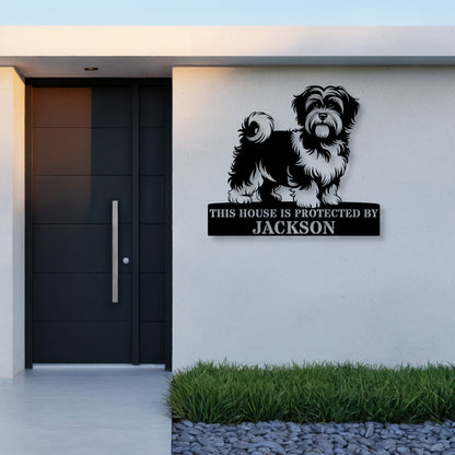 24 Inch Personalized Havanese Metal Sign In Black. Custom Dog Owner Wall Decor Gift.