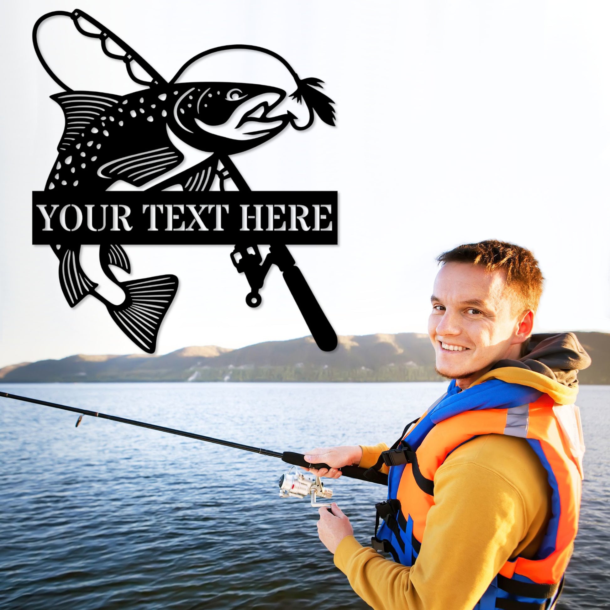 Personalized Fishing Rod Name Metal Sign. Custom Fishing Wall Decor Gi – Coolcin