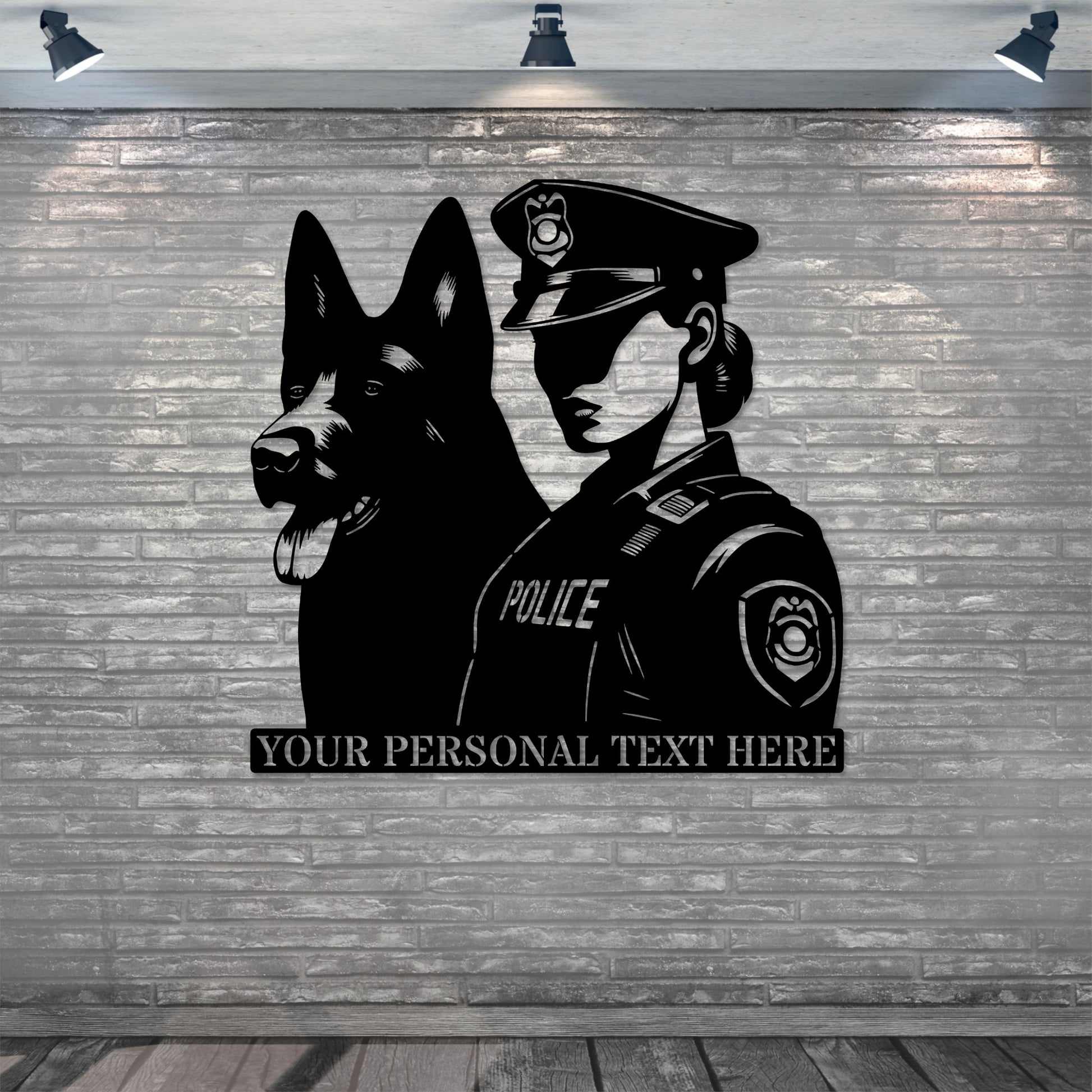 Personalized Female Police Officer Metal Sign. Custom K-9 German Shepherd Wall Decor Gift. Policewoman Wall Hanging Gifts. Law Enforcement