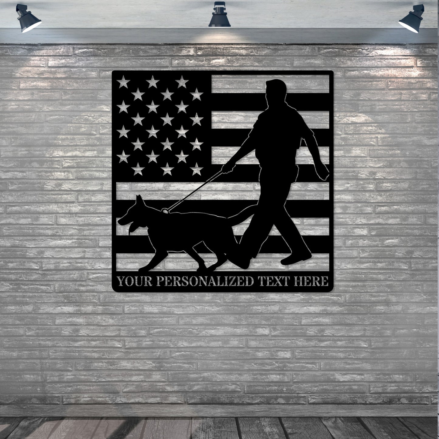 Personalized K-9 Police Officer Metal Sign. Custom Policeman Wall Decor Gift. Patriotic Law enforcement Wall Hanging. Personal US Cop Gift