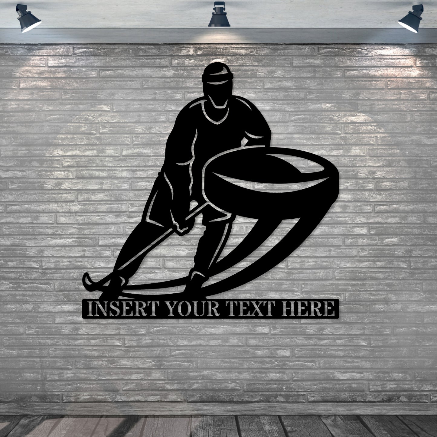 Personalized Ice Hockey Player Metal Sign Gift In Black