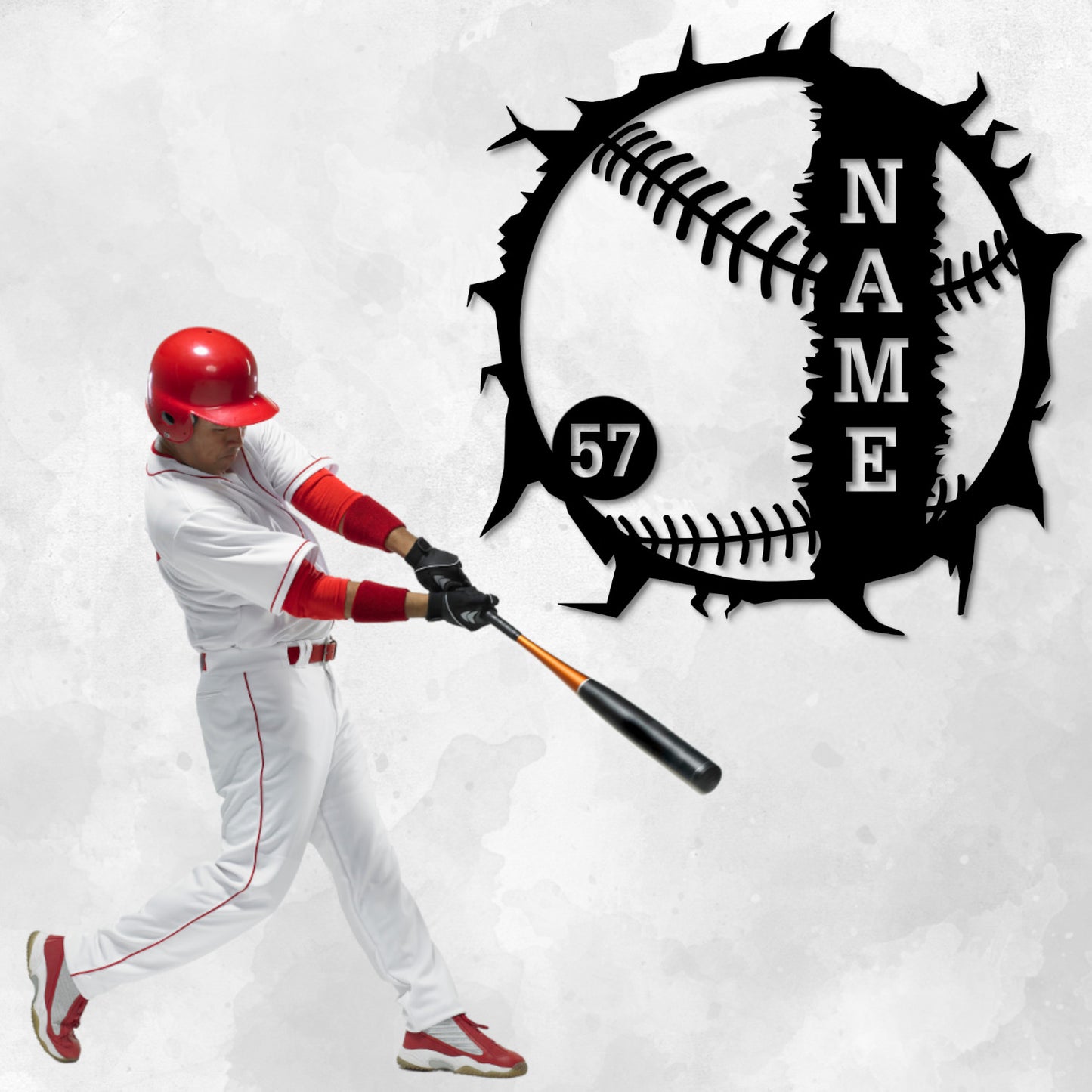 Personalized Baseball Breakthrough Name Metal Sign | Sports Name Wall Decor | Custom Softball Player Wall Hanging - Gift For Baseball Player